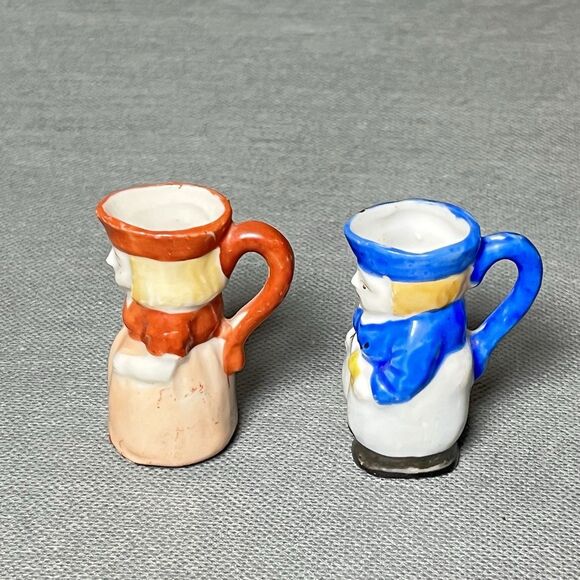 Vintage Miniature 2” Toby Jug Pitchers Colonial Woman Set 2" Tall-Occupied Japan - Picture 4 of 10